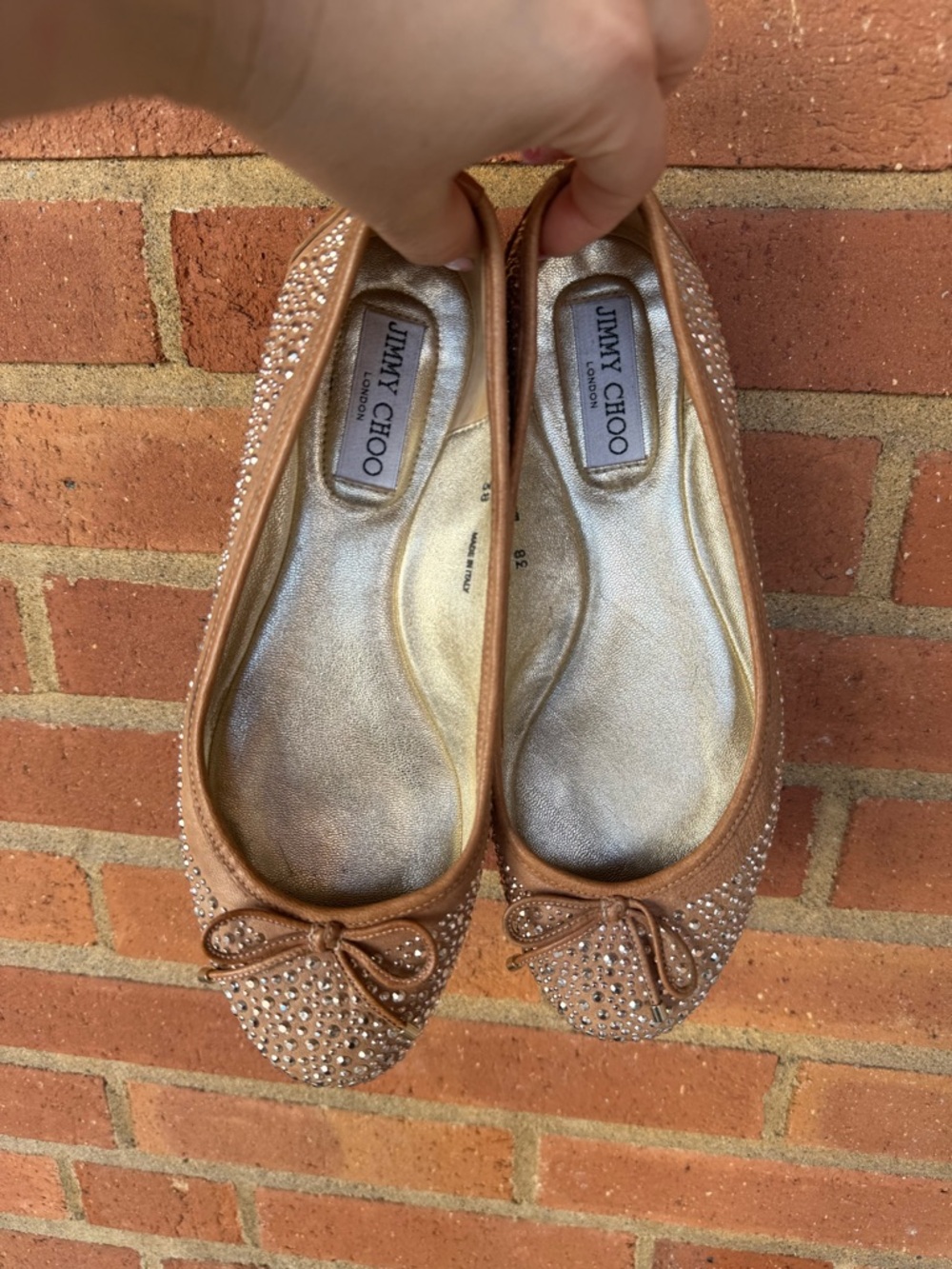 Jimmy Choo Nude Blush Crystal Embellished Ballet Flats - Picture 10 of 12